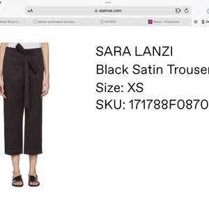 Sara Lanzi Black Satin Trousers size XS